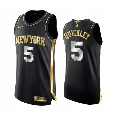 Herren NBA New York Knicks Trikot Immanuel Quickley 5 2020-21 Schwarz Golden Edition Swingman